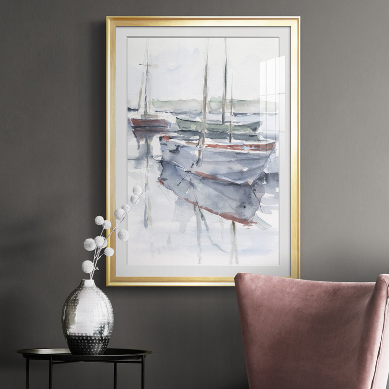 Watercolor Harbor Study I " Watercolor Harbor Study I ", 36.5" H x 26.5" W x 1" D, Gold Framed