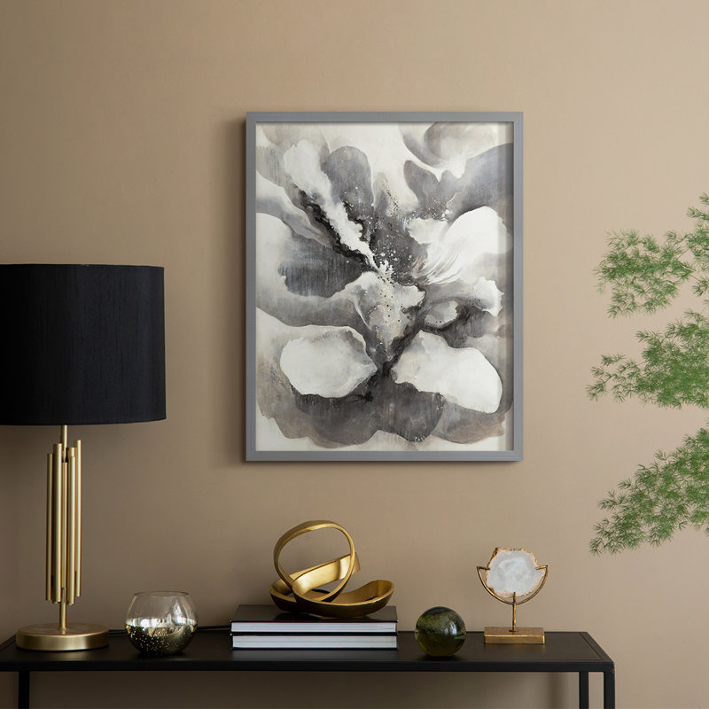 Reproduction encadrée subtile glamour - bois massif, H 11 po x l 9 po, Gris
