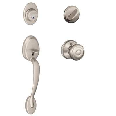 Handleset with Single Cylinder Deadbolt and Door Knob and Rosette