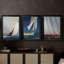 "Gallery Racing the Wind", reproduction d'art sur toile tendue sur mesure - 3 pièces