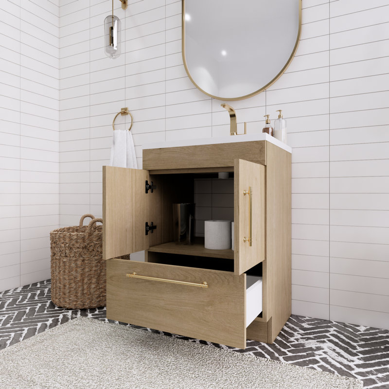 Spring 24" Single Bathroom Vanity, White Oak
