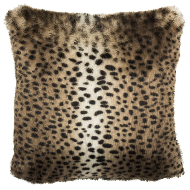 20'' Brown Faux Leopard Feather Throw Pillow