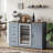 52 Inch Kitchen Island with Mini Fridge Space, Outlet & Storage-278124526-278124513