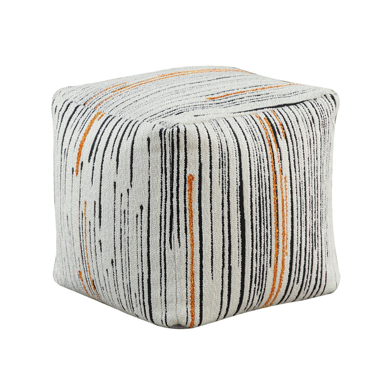 Modern Square Pouf Jacquard Fabric Upholstery Ottoman (Only Including Ottoman), Multi Fabric Abstract 2