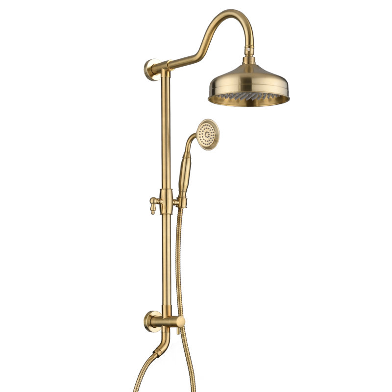 8" Rainfall & Handheld Shower - Construction In Gold Dual With Brushed Elegance, Gold