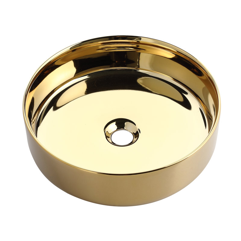VanityIn 15'' Gold Ceramic Circular Bathroom Sink