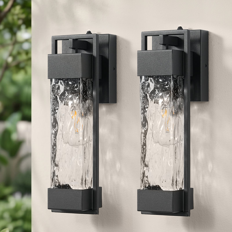 15" Black Dusk to Dawn Outdoor Wall Light(Set of 2)