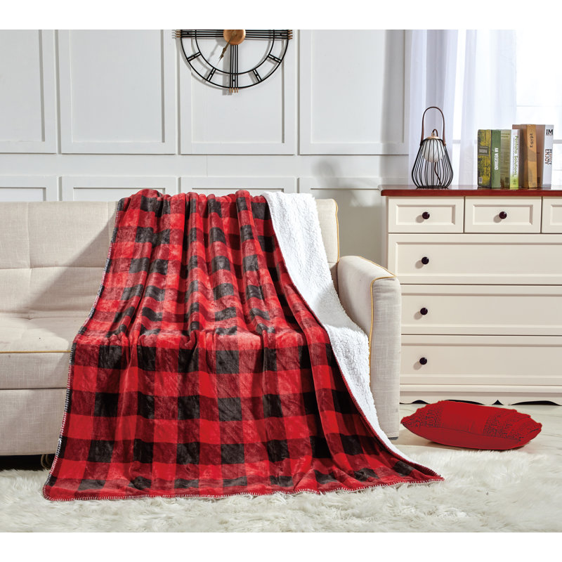 Hand Woven Throw Blanket, Black/Red