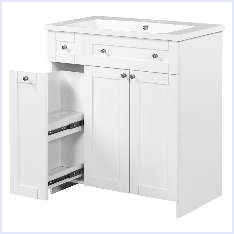 Meuble-lavabo moderne avec lavabo simple, Blanc