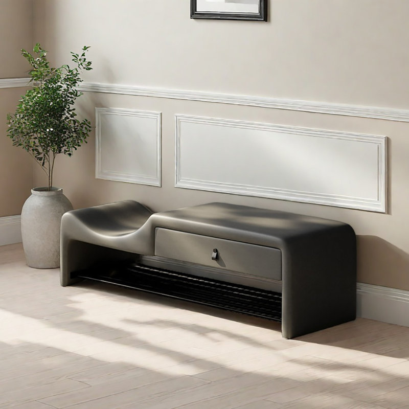 39.4in Shoe Storage Bench, Gray