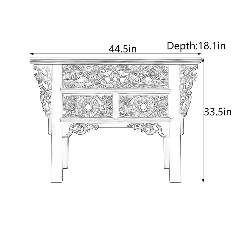Commode d'entrée de style chinois, Noir, noir, noir, noir