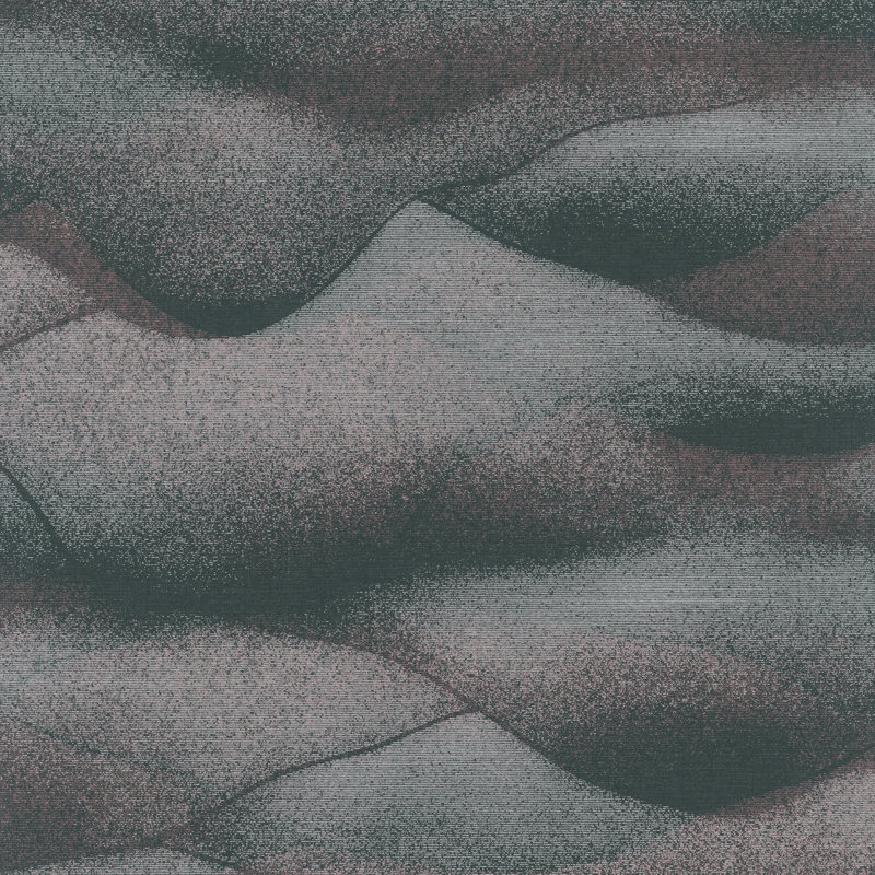 Hotel Rolling Hills Glitter Landscape Design Wallpaper Roll, Black