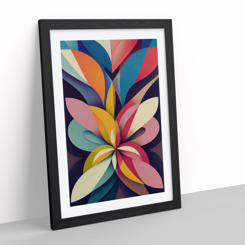 Unique Flowers Abstract No.7 - Single Picture Frame Print, 64cm H x 46cm W x 2cm D, Black Framed