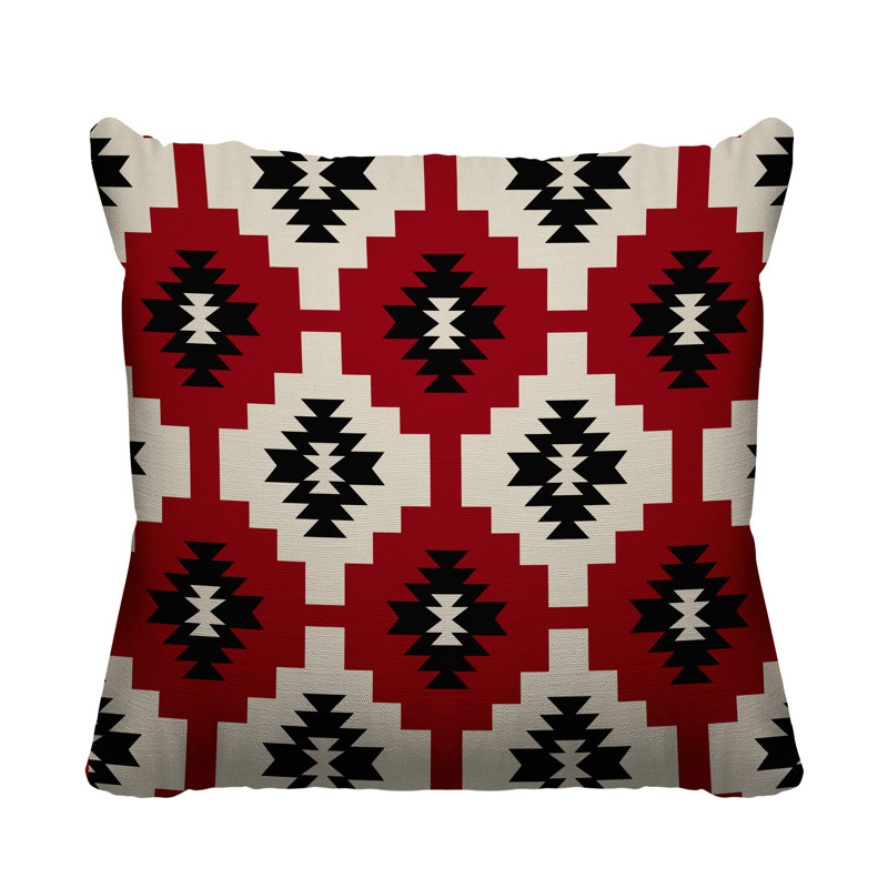 Coussin intérieur / extérieur Hinto Southwestern, 17 po x 17 po, Rouge, Carré
