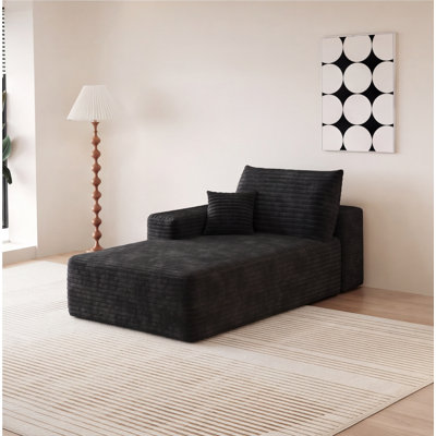 Canapé-lit modulaire faisant face à droite avec méridienne, velours côtelé noir