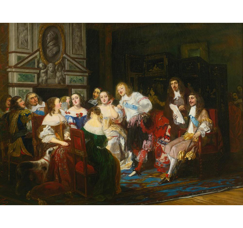 "Une lecture de madame de Sévigné" par Joseph Nicolas Robert-Fleury - Toile tendue avec châssis, H 40 po x l 28 po