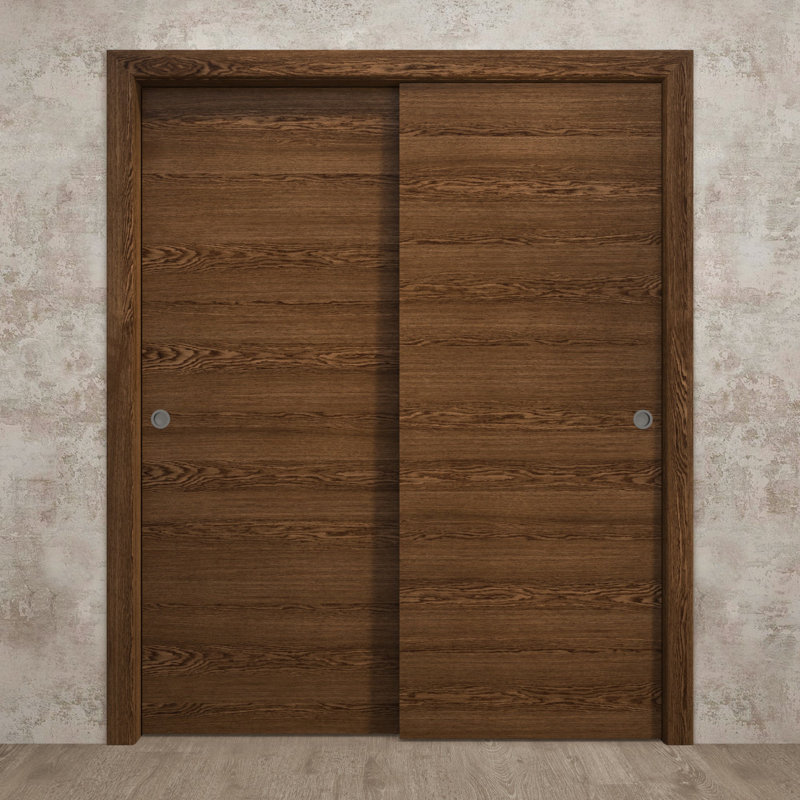 Panneau de porte à dalle | Ego 5000 | Portes en placage de bois | Pochette coulissante à poche, Chêne cognac, 36 po x 84 po