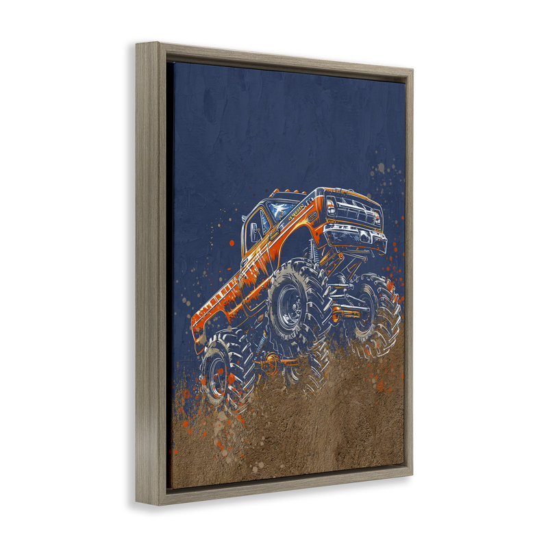 Cadre flottant My Jam Monster Truck, design par Kim Allen, Cadre flottant orme Montalcino, H 31 po x l 25 po