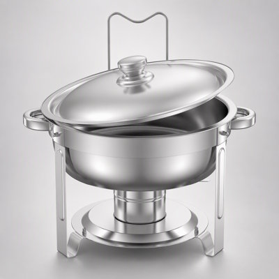 Ensemble de buffet chafing dish en acier inoxydable, 5 pintes (4 pièces), comprenant des casseroles de grande taille, un couvercle et un support pliable pour les événements de traiteur.