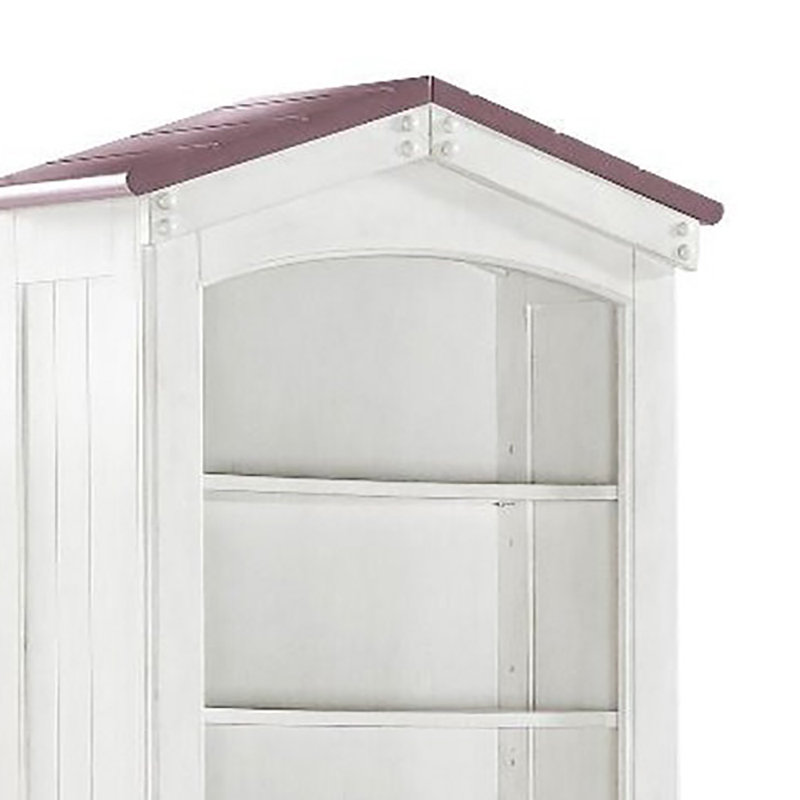 Bibliothèque à 4 niveaux Adasha en rose et blanc
