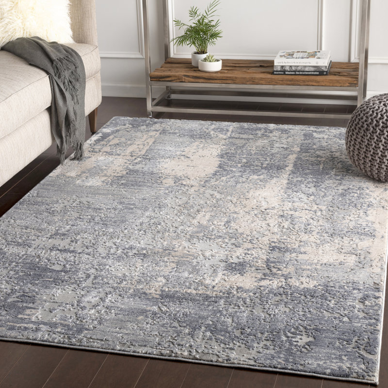 Hobert Abstract Ivory/Gray Area Rug, Rectangle 7'10" x 10'3"