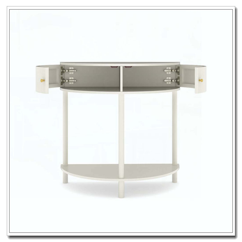Console Table de bout demi-lune avec 2 tiroirs de rangement et tablette inférieure pour le salon, la chambre à coucher, le bureau et le couloir