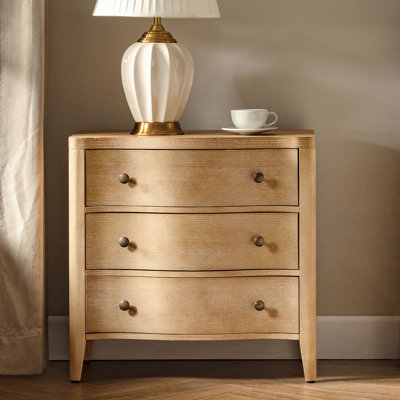 Elfine Modern 27''W 3-Drawers Curves Nightstand with Built-In Charging Station