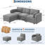 Canapé modulaire de 104 po, canapé modulaire 4 places, canapé en L avec repose-pieds, canapé modulaire convertible surdimensionné pour le bureau du salon, gris chenille-1961480191