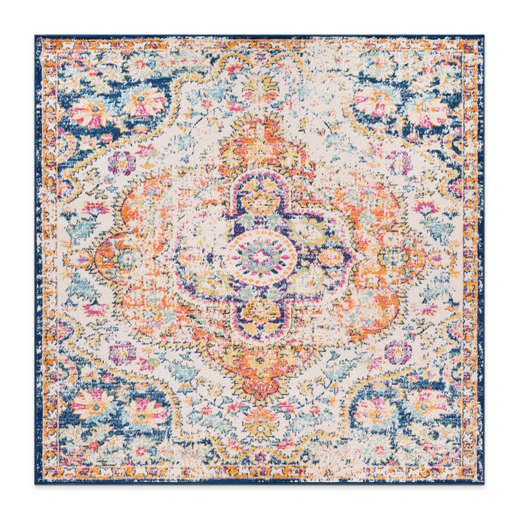 Beverly Oriental Orange/Blue/Cream Area Rug