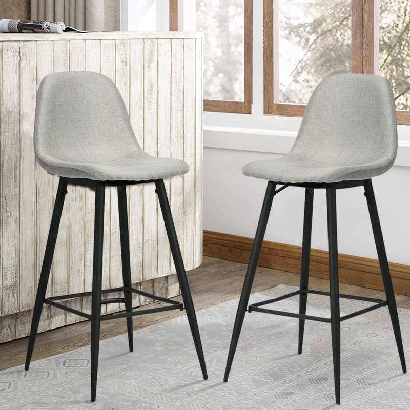Jakobe Upholstered Counter Stool with Metal Frame, Grey
