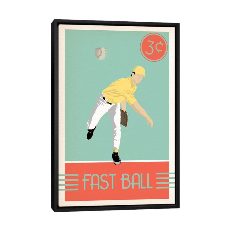 « fast ball », impression sur toile, H 60 po x l 40po x P 1,5 po, Toile avec cadre noir, Pas de tapis