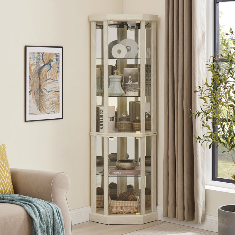 Corner Cabinet, Antique, Glass, - Elegant Display Case For Living Room And Bar Storage - Perfect For Collections And Wine