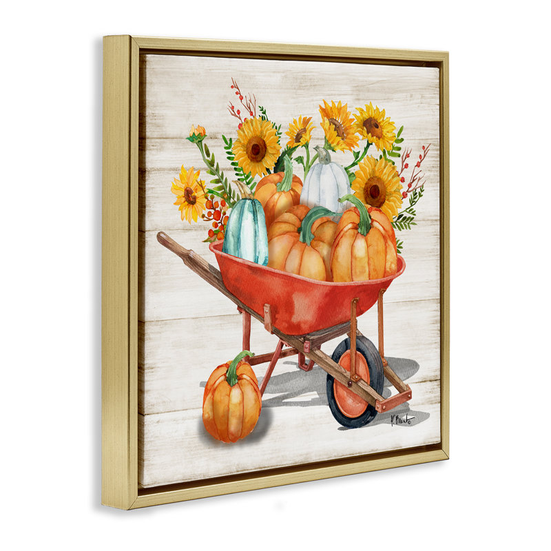 «Rustic Harvest Wagon» par Paul Brent, H 25 po x l 25 po, Cadre flottant métallique doré