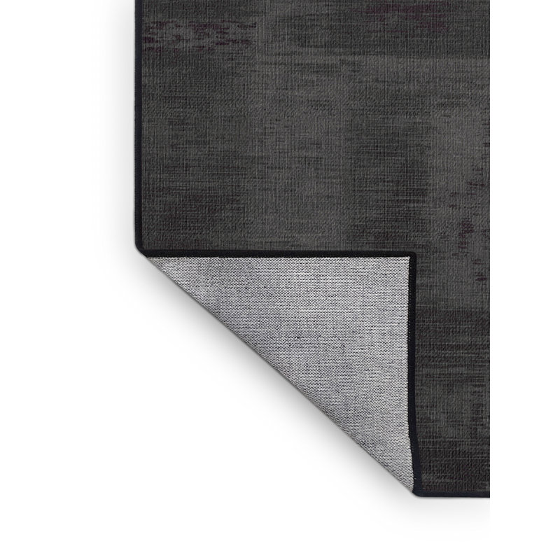 Tapis noir lavable à la machine, Rond 6 pi