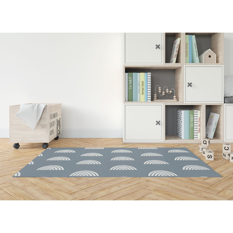 Tapis de jeu pour enfants Bows, Rectangle 5 pi x 7 pi, Bleu / blanc