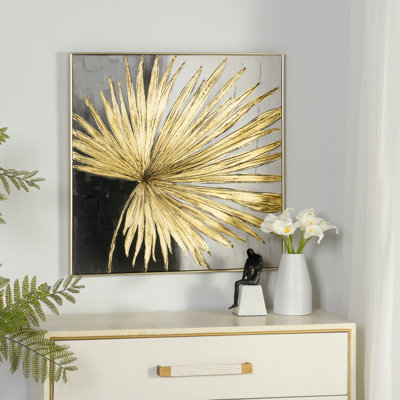 Palm Play II - Hand Embellished Framed Canvas Wall Art