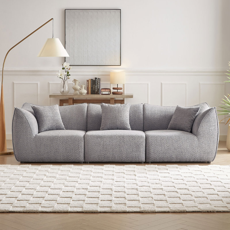 Canapé modulaire rembourré 3 pièces Laborn, Mélange de polyester gris