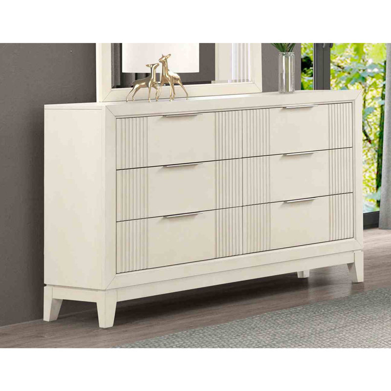 Commode blanche antique avec miroir