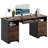 Luing 59'' Executive Desk with 2 File and Storage Drawers, Computer Writing Desk with Keyboard Tray and 2 Open Compartments for Home Office-862707040