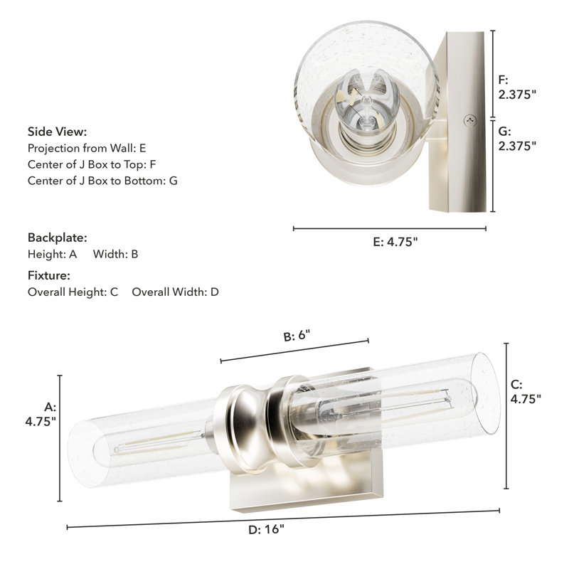 Lenlock 2 - Light Dimmable Vanity Light, Clear, Silver