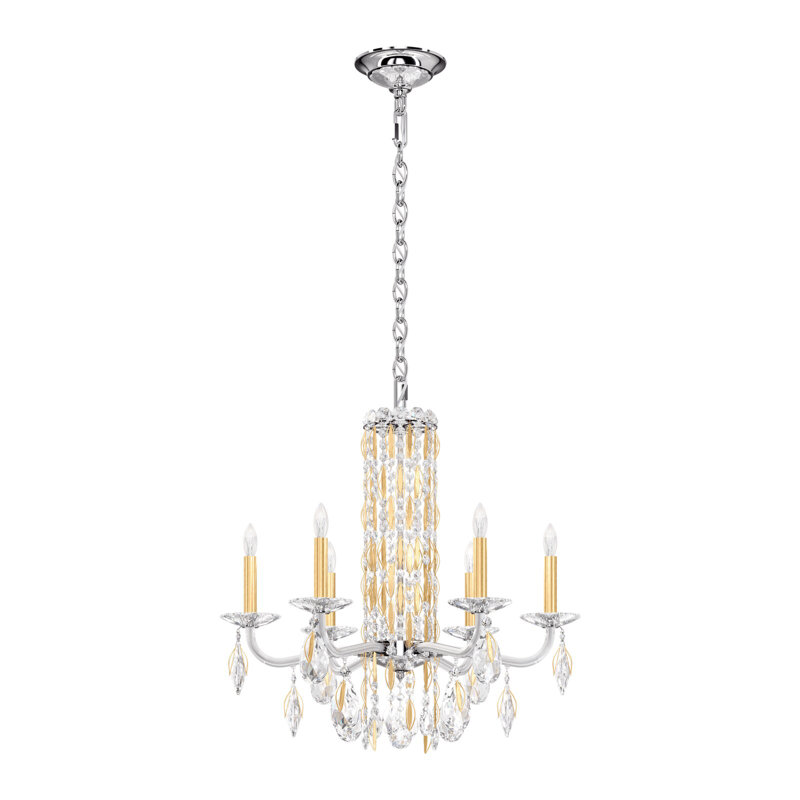 Sarella 6 - Light Chandelier, Polished Stainless Steel, Heritage Clear Crystal