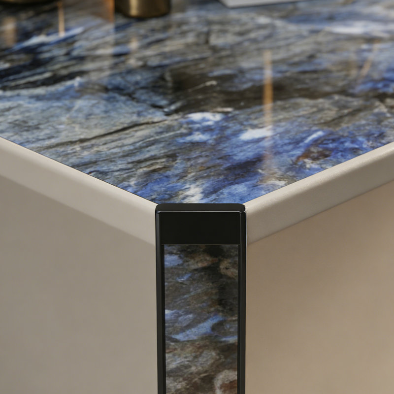 Table basse carrée avec 2 tiroirs, Bleu, H 14,17 po x L 35,43 po x l 35,43 po
