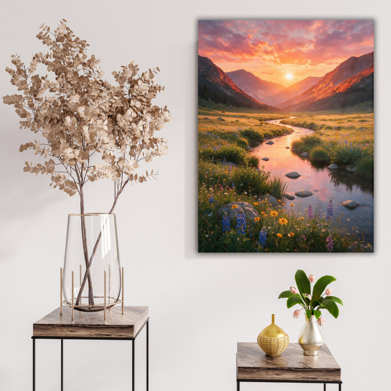 Art mural en verre trempé Mountain Valley, H 40 po x l 30 po