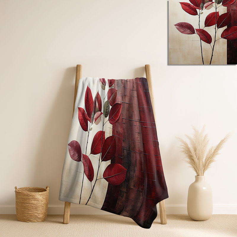 Jeté Bordeaux Bold Leaf II - Leaves
