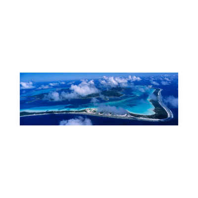 Cloudy Aerial View, Bora Bora, Leeward Islands, Society Islands, French Polynesia by Panoramic Images - Wrapped Canvas Panoramic Print