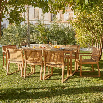Lankin Rectangular 180cm L Acacia Outdoor Table Set