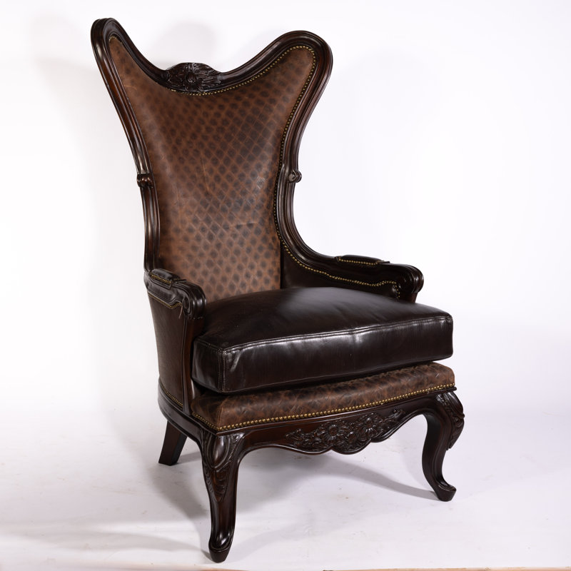 Antoinette Club Chair, Dark Brown Genuine Leather