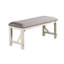Banc de style moderne pour salle à manger avec tissu gris et cadre blanc, lignes de revêtement