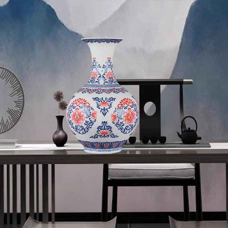 Vase à fleurs rouge 11,42 "Jingdezhen