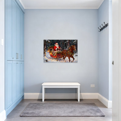 Christmas Santa Claus Riding Sleigh With Children